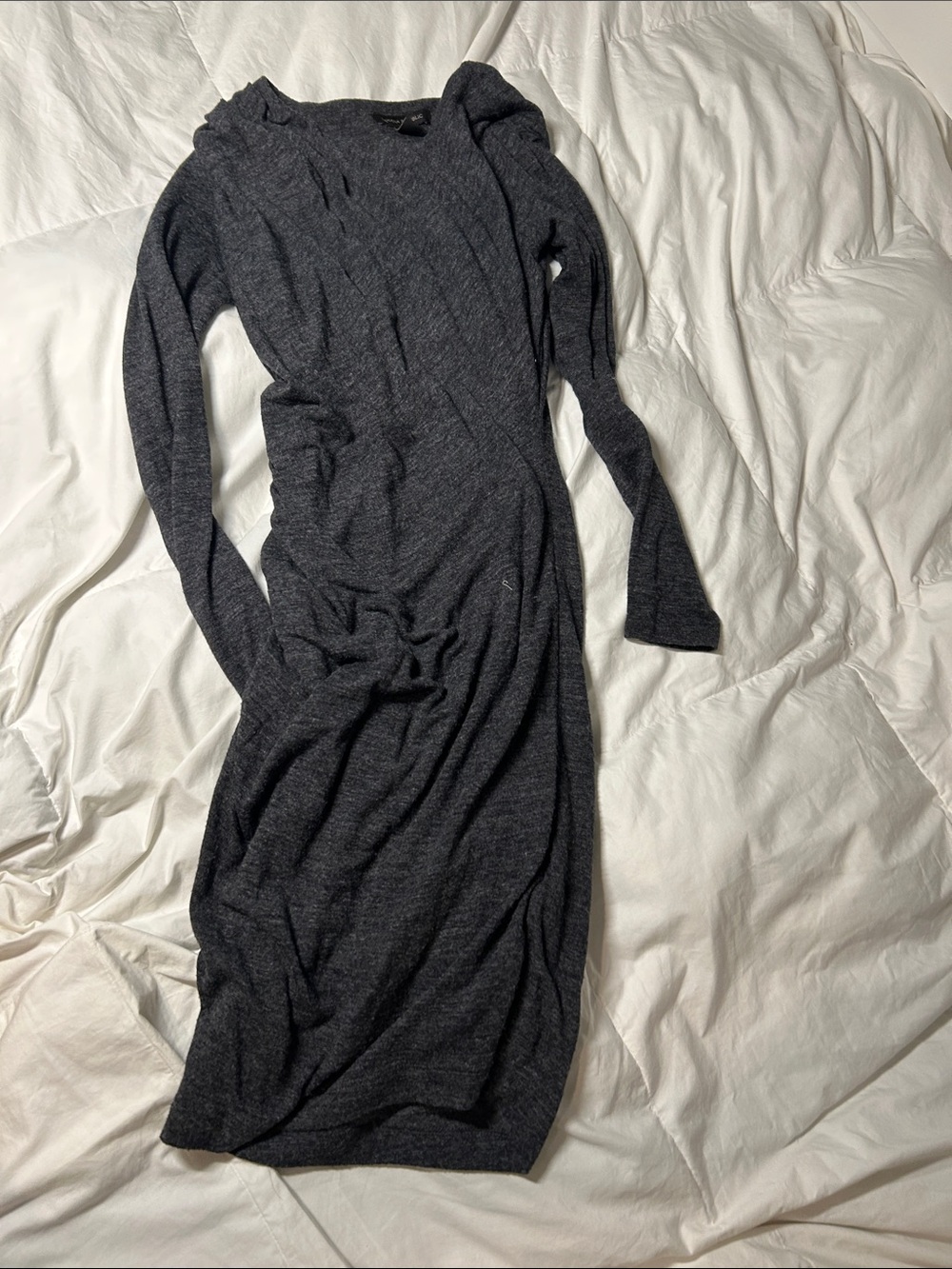 Banana Republic Dark Charcoal Long-Sleeve Knit Dress